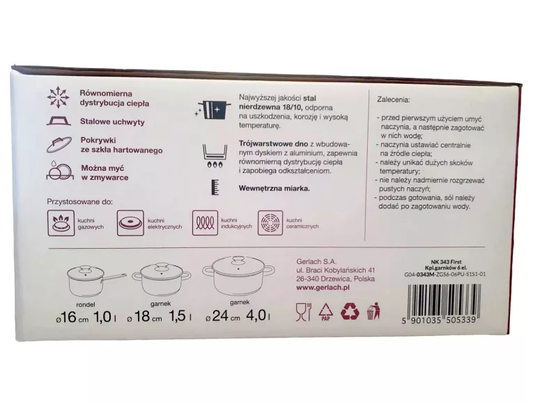 ZESTAW GARNKÓW GERLACH FIRST STAL NIERDZEWNA 6 EL.
