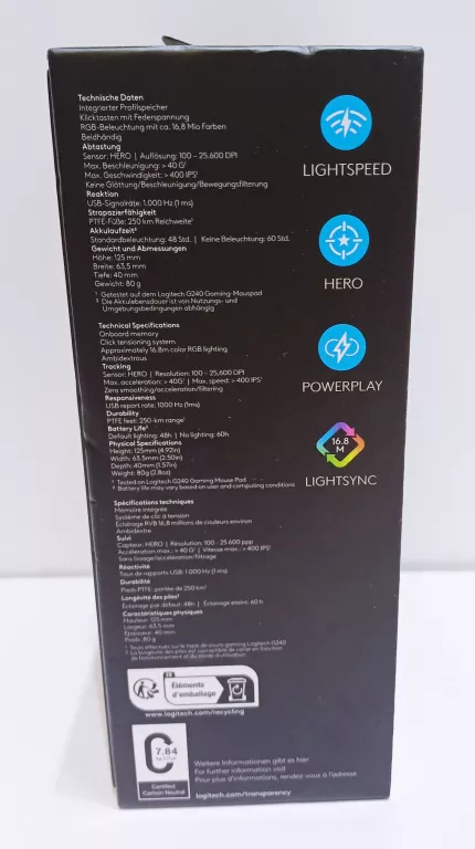 BEZPRZEWODOWA MYSZ DLA GRACZY LOGITECH G PRO WIRELESS GAMING MOUSE HERO 25