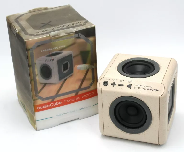 GŁOŚNIK PRZENOŚNY ALLOCACOC AUDIOCUBE DREWNO