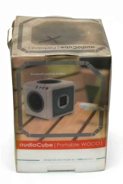GŁOŚNIK PRZENOŚNY ALLOCACOC AUDIOCUBE DREWNO