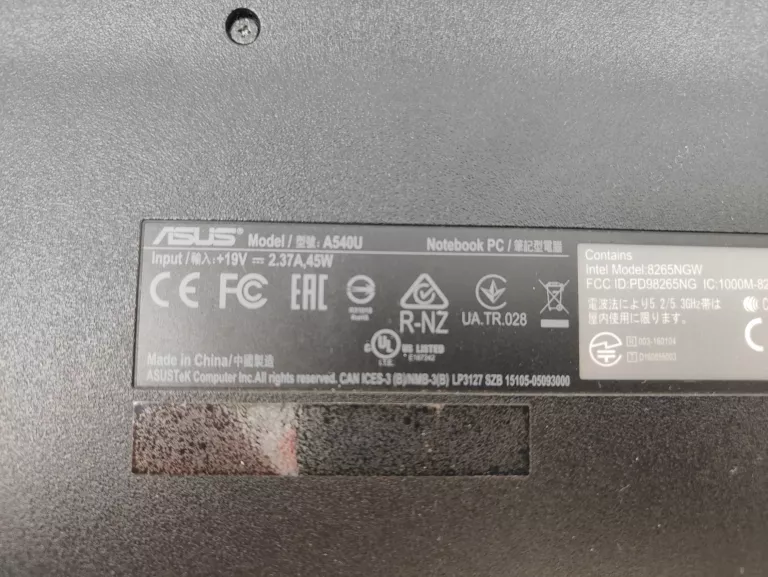 LAPTOP ASUS VIVOBOOK A540U 4GB/1TB/WIN10/ŁADOWARKA