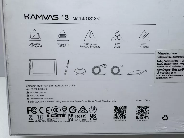 HUION KAMVAS 13 GS1331 TABLET GRAFICZNY