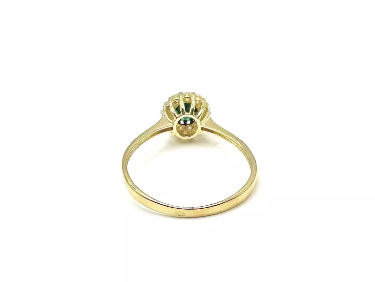 ZŁOTY PIERŚCIONEK ZIELONE OCZKO 585 / 1,92 G R:20