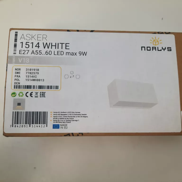 LAMPA LEDOWA ASKER 1514 WHITE E27 A55..60 LED WARTO!!