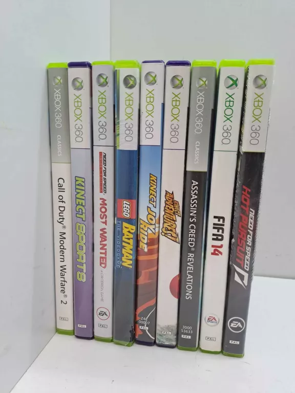 KONSOLA XBOX 360 1439 4GB+PAD +KINECT  +OKABLOWANIE +9 GIER (PORYSOWANE)