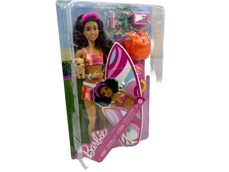 LALKA BARBIE SURFERKA MALIBU SURFBOARD + PIESEK + AKCESORIA HPL69