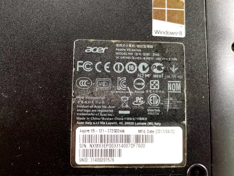 LAPTOP ACER ASPIRE V5 AMD C70/2GB/280GB/WIN8