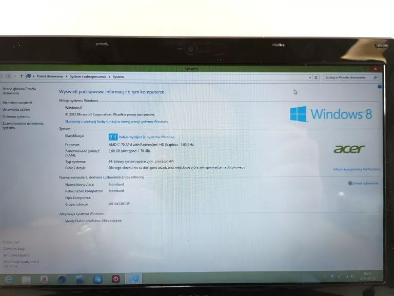 LAPTOP ACER ASPIRE V5 AMD C70/2GB/280GB/WIN8