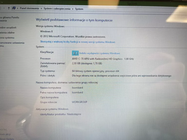 LAPTOP ACER ASPIRE V5 AMD C70/2GB/280GB/WIN8