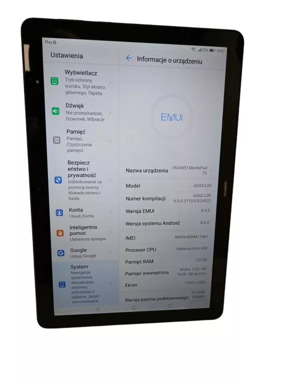 TABLET HUAWEI MEDIAPAD T5 10'1 CALI 2/16 GB