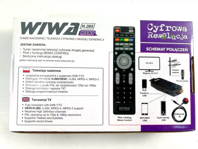 TUNER DEKODER DVB-T2 WIWA H.265