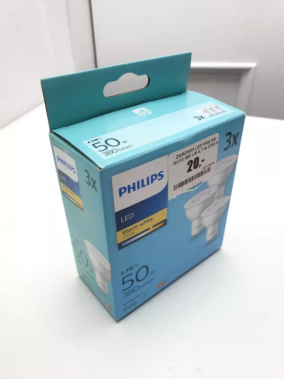 ŻARÓWKI LED PHILIPS GU10 380 LM 4,7 W 2700 K 36° 230 V 3 SZT.