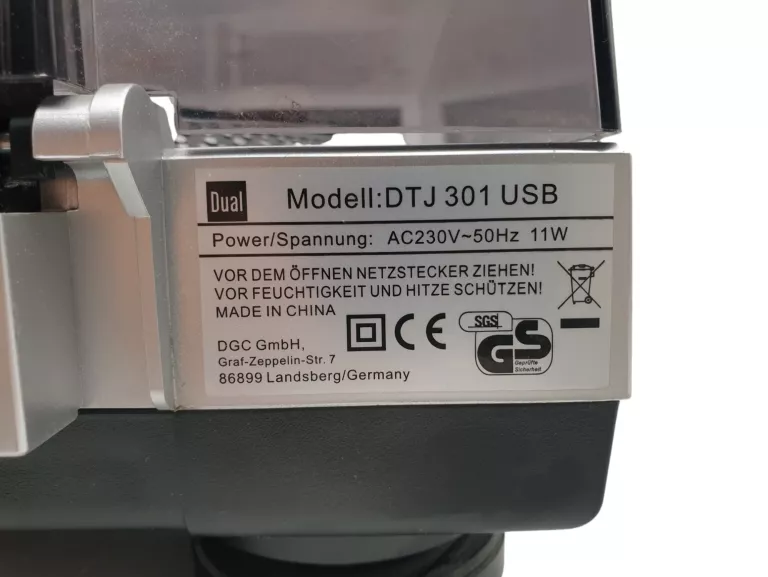 GRAMOFON DUAL DTJ 301 USB PROFESSIONAL USZKODZONY