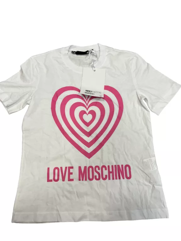BIAŁA KOSZULKA T-SHIRT LOVE MOSCHINO Z SERDUSZKIEM