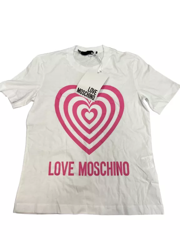 BIAŁA KOSZULKA T-SHIRT LOVE MOSCHINO Z SERDUSZKIEM
