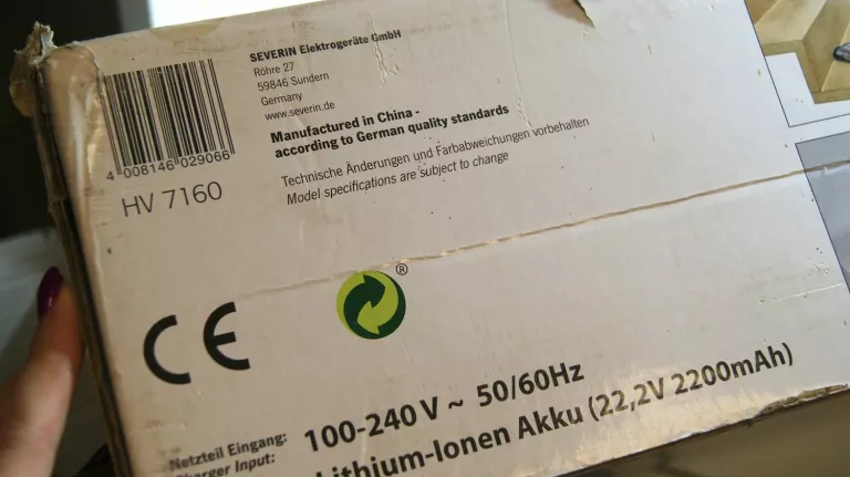 BEZPRZEWODOWY ODKURZACZ PIONOWY SEVERIN SPECIAL ACTION LI 30 HV 7160