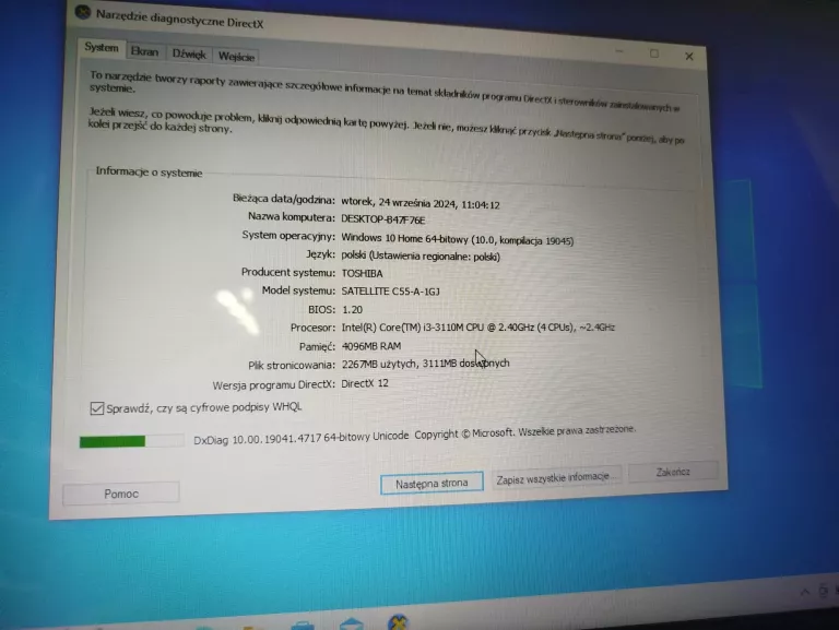 LAPTOP TOSHIBA SATELLITE C55--A-1GJ I3 4 RAM 750