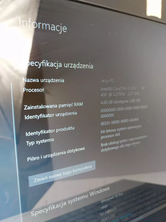 LAPTOP PACKARD BELL MS2290