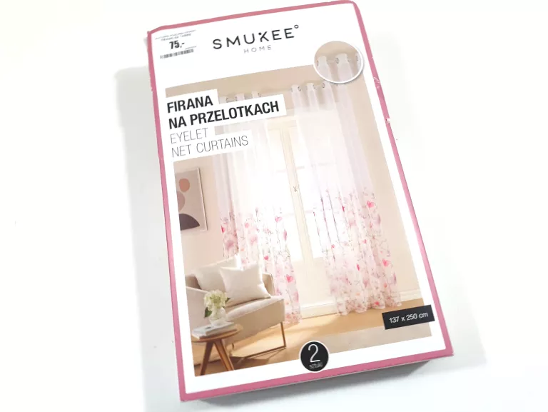 FIRANKA NA TAŚMIE SMUKEE RÓŻOWA 137X250CM 2 SZTUKI