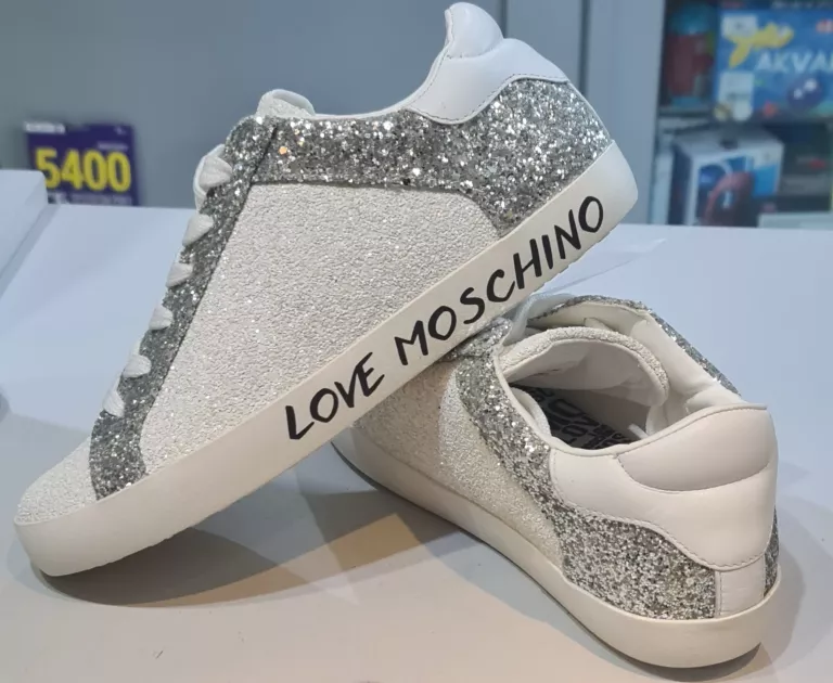 BUTY LOVE MOSCHINO 38 BIALE CEKINY
