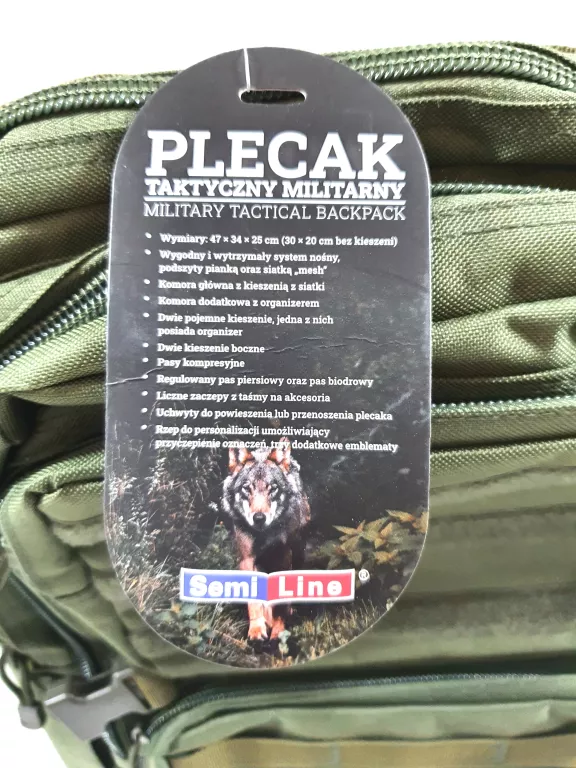 PLECAK TAKTYCZNY MILITARY Z RZEPAMI SEMI LINE 20-40L KHAKI