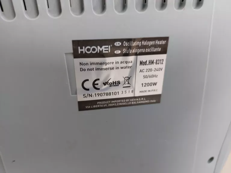 GRZEJNIK HALOGENOWY HOOMEI HM-8312 1200 W