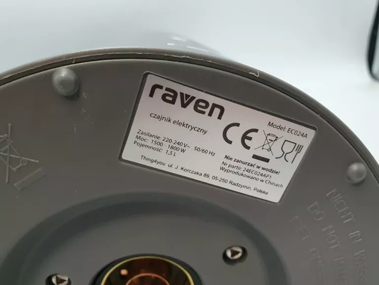 CZAJNIK ELEKTRYCZNY RAVEN EC024A