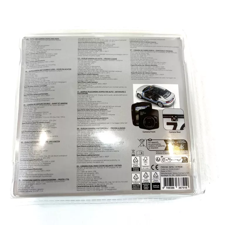 KAMERA SAMOCHODOWA NOR-TEC DUAL DASHCAM PRZÓD - TYŁ