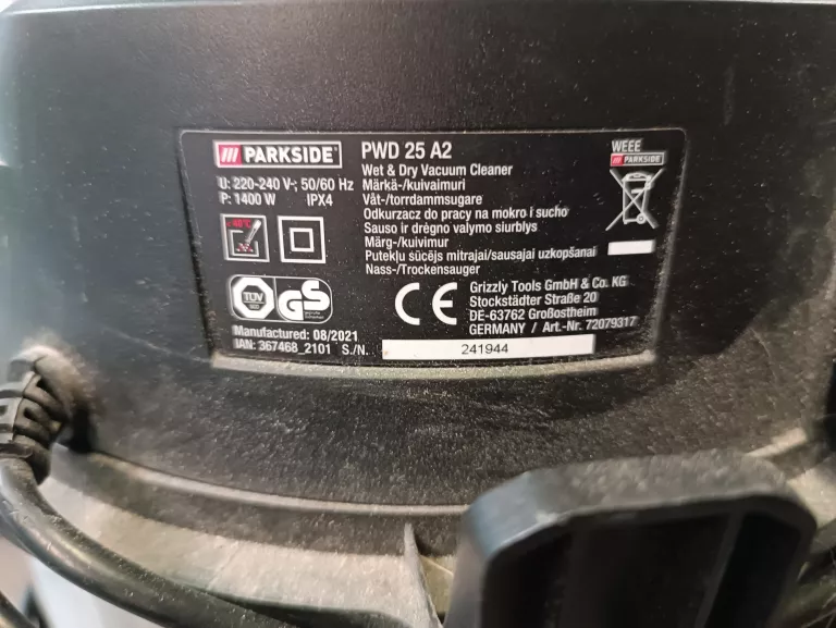 PARKSIDE ODKURZACZ PWD 25 A2