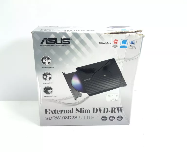 NAGRYWARKA ZEW. DVD ASUS EXTERNAL SLIM DVD-RW SDRW-08D2S-U LITE