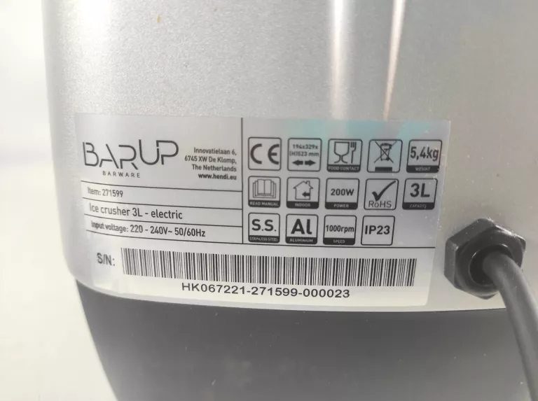 KRUSZARKA DO LODU BARUP ICE CRUSHER DO 160KG/H