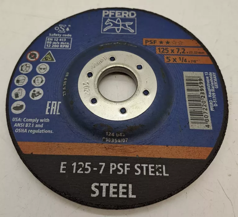 TARCZE DO SZLIFOWANIA PFERD E 125-7 PSF STEEL