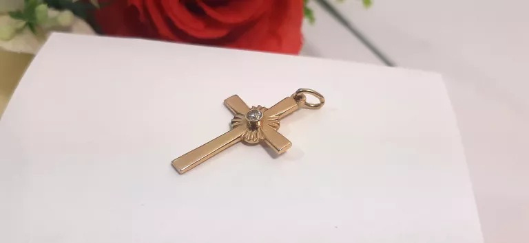 ZŁOTY KRZYŻYK RÓŻOWE ZŁOTO 2,16G 585!