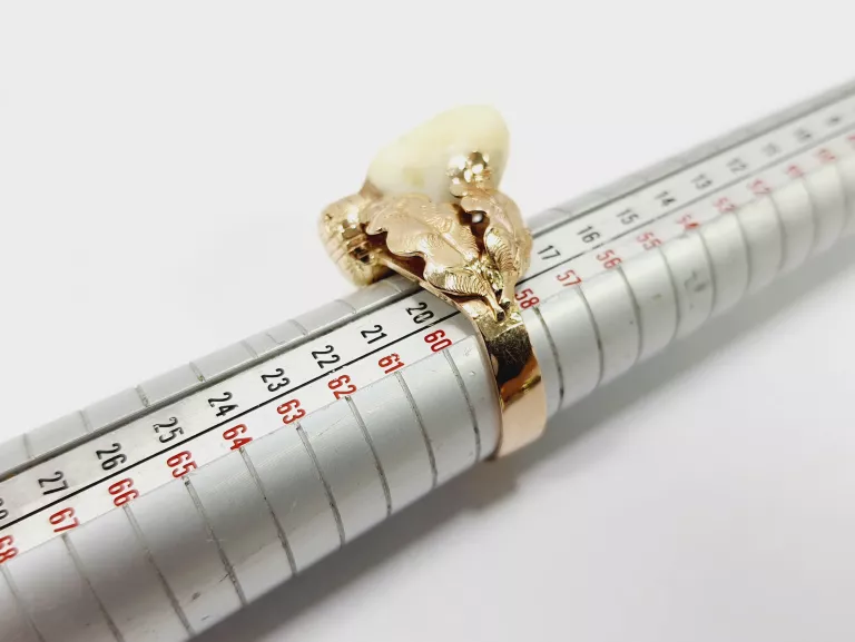 UNIKATOWY MYŚLIWSKI ZŁOTY PIERŚCIEŃ Z GRANDLAMI 8,59G 585 14K R20