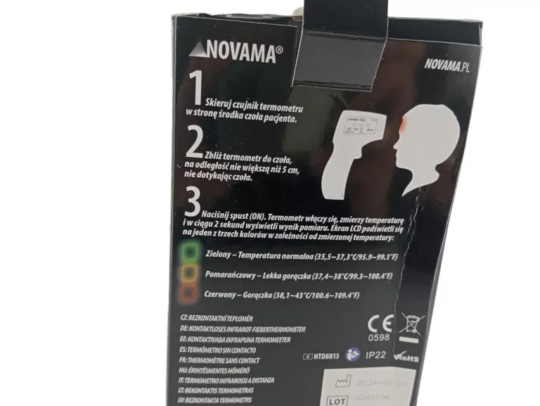 TERMOMETR BEZDOTYKOWY NOVAMA 4HEAD HTD8813 BIAŁY/GWARANCJA