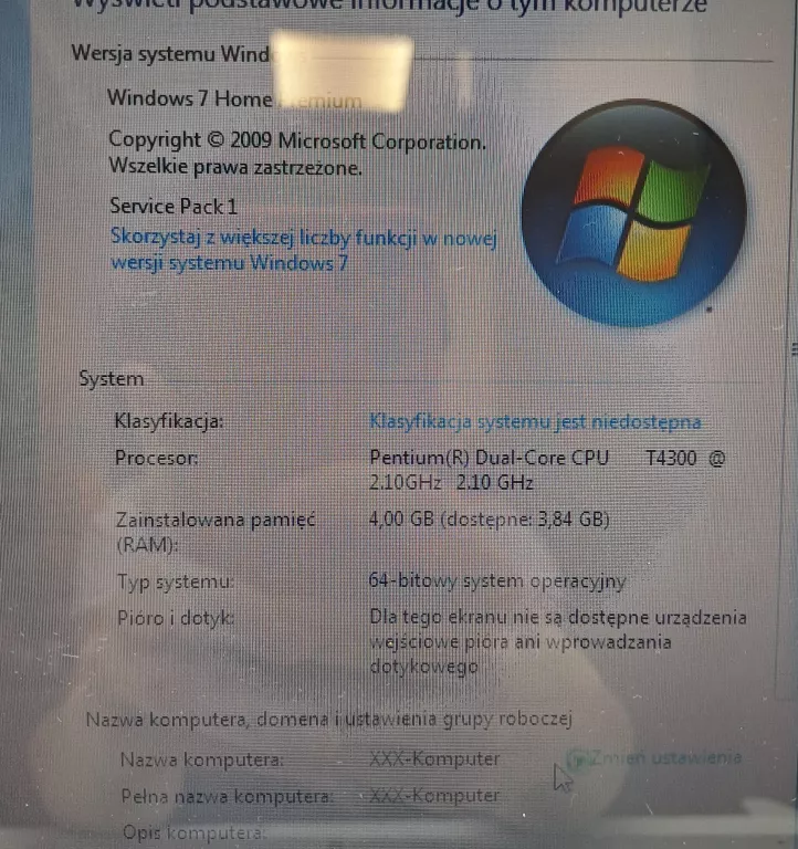 LAPTOP SONY VAIO PCG-7185M + ŁAD WIN7 4GB 320GB T4300 OPIS