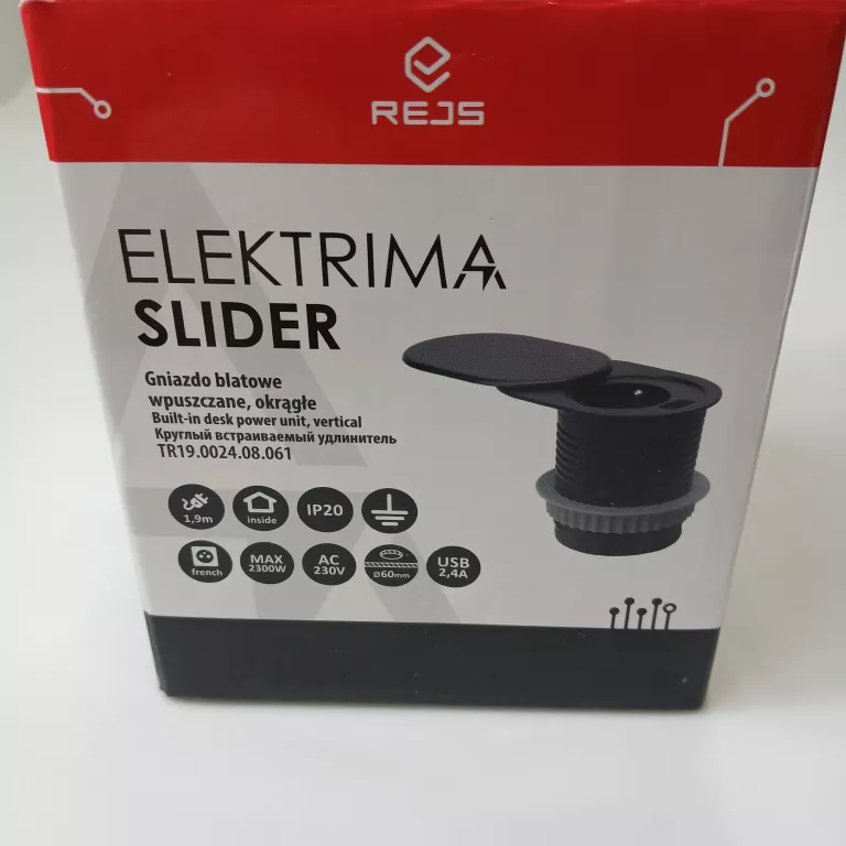 PRZEDŁUŻACZ ELEKTRIMA SLIDER 60MM 230V, USB