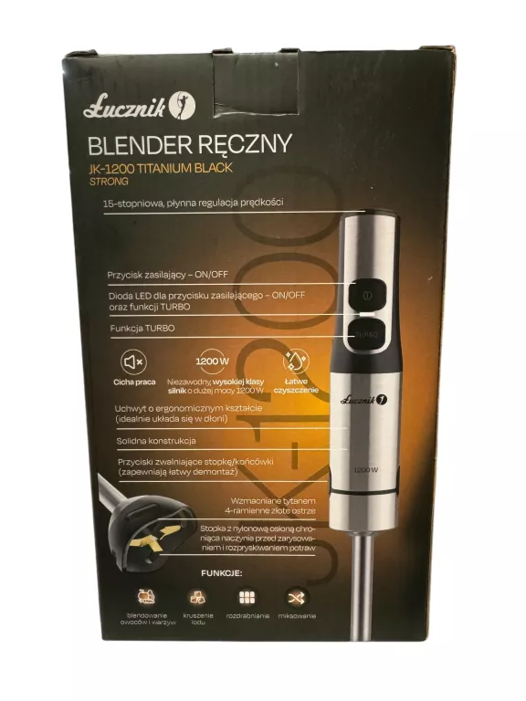 BLENDER RĘCZNY ŁUCZNIK JK-1200 OSTRZE TYTAN TURBO KRUSZY LÓD 1200 W N0WY!