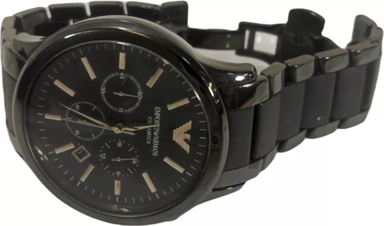 ZEGAREK MĘSKI EMPORIO ARMANI CERAMICA AR1451 KWARCOWY CZARNY BRANSOLETA