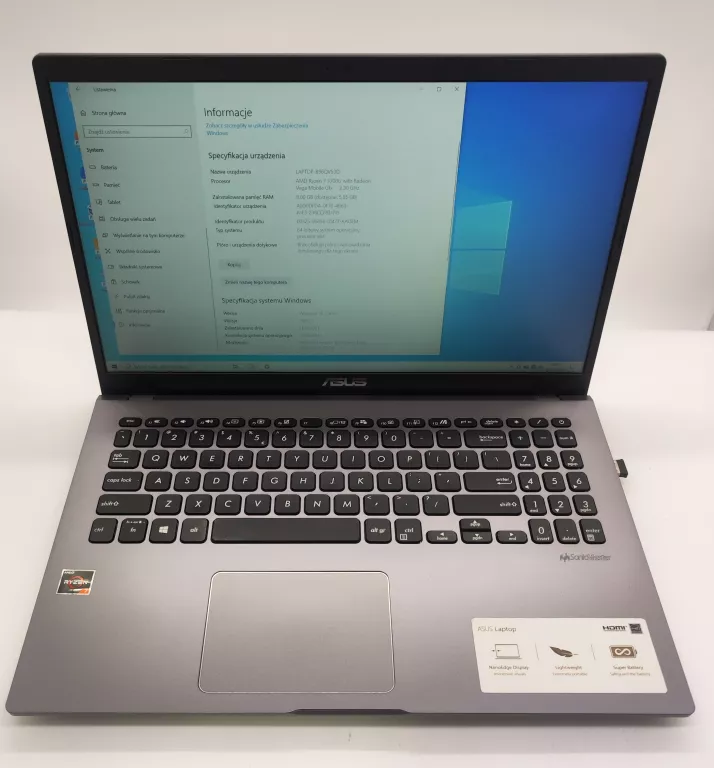 LAPTOP ASUS VIVOBOOK M509DA-EJ071 AMD RYZEN7 8GBRAM 512GB SSD WIN10