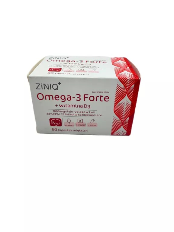 ZINIQ OMEGA 3 FORTE + WITAMINA D3, 60 KAPSUŁEK