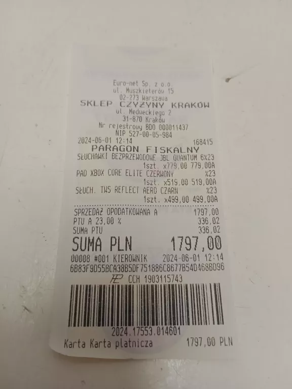 SŁUCHAWKI JBL QUANTUM 600 KOMPLET GWARANCJA