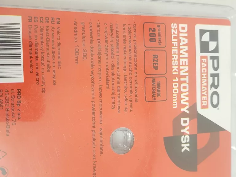 PRO DYSK DIAMENTOWY SZLIFIERSKI GRAN.200 100MM PRO-WT162