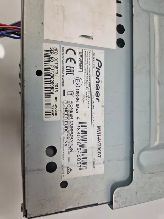 PIONEER MVH-AV290BT RADIOODTWARZACZ SAMOCHODOWY 2DIN