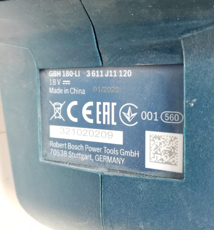 MŁOTOWIERTARKA AKUMULATOROWA BOSCH PROFESSIONAL GBH 180-LI 2023ROK + ŁAD