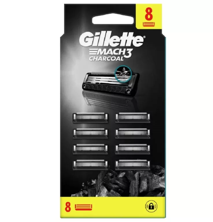 GILLETTE MACH3 CHARCOAL OSTRZA WYMIENNE DO MASZYNKI DLA MĘŻCZYZN 8 SZT