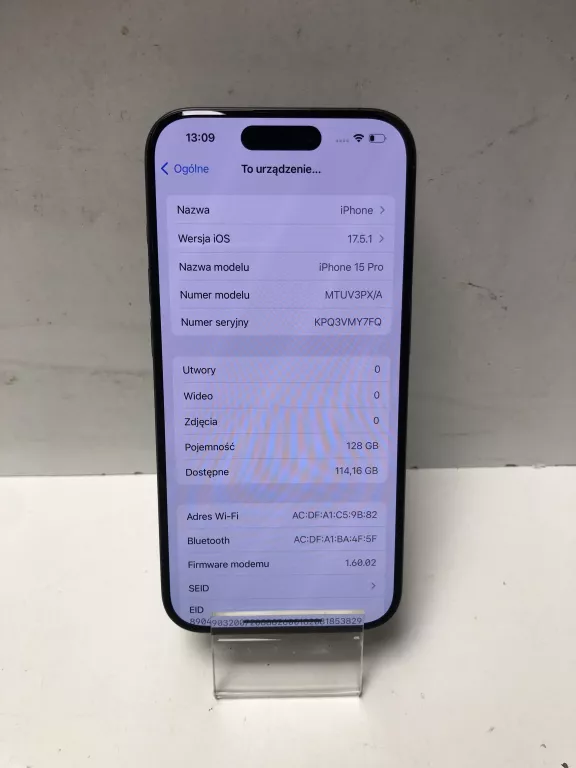 TELEFON IPHONE 15 PRO 128GB 100% BAT GW 22.05.2025