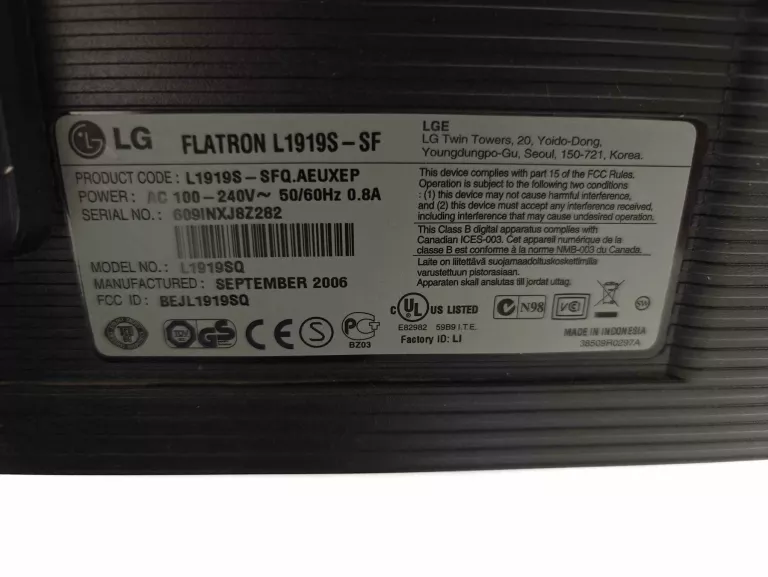 MONITOR LG FLATRON L1918S 19 CALI