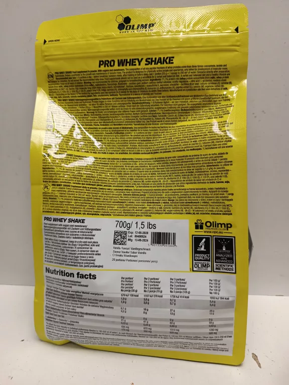 PRO WHEY SHAKE OLIMP 0,7KG