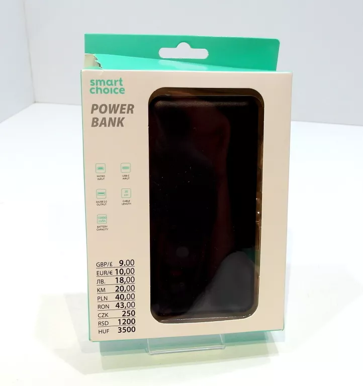 POWERBANK SMART CHOICE 10000MAH CZARNY